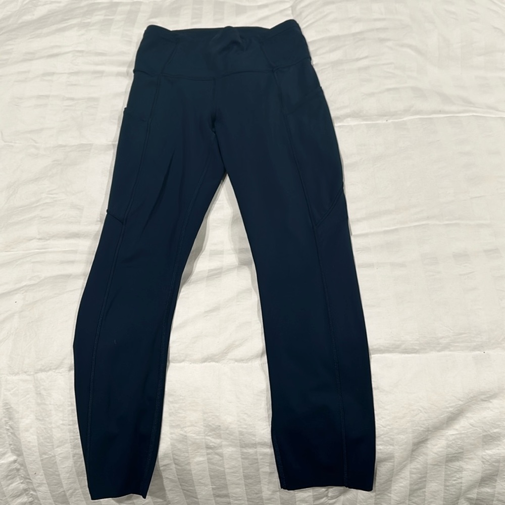 Lululemon legging, black, pockets, raw bottom, size 4, gently used